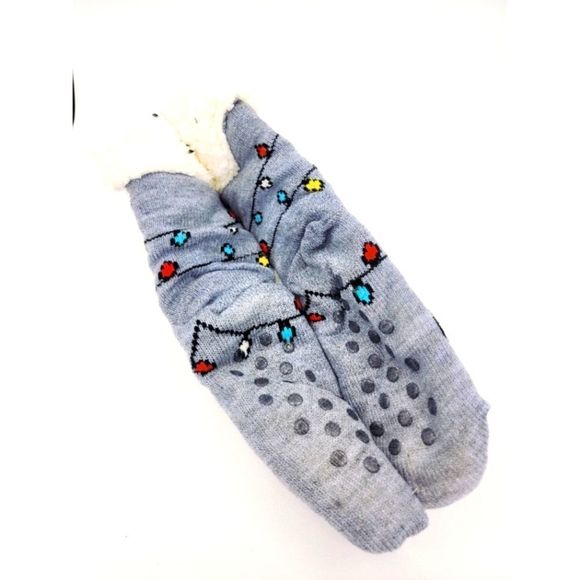 Snoopy Peanuts Grey Faux Fur Slipper Socks 4-10 NWT - Picture 3 of 5